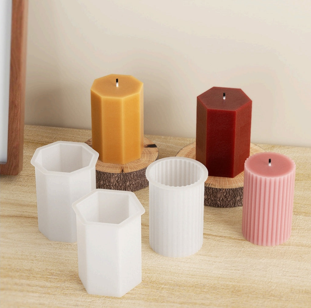 Cylinder Candle Mold, 3D Stripe Texture Candle Molds