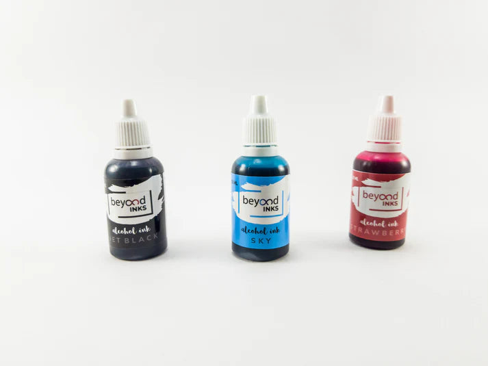 Alcohol Ink Pack #4 (Keto Version) - Sky, Strawberry & Jet Black