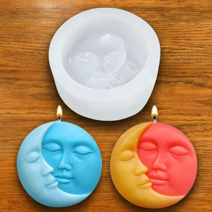 Moon Face Candle Mould