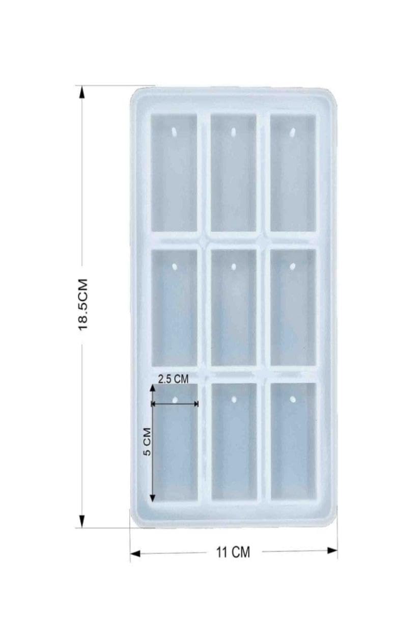 9 Cavity Rectangle Keychain Mould 2.5 x  5cm x 6mm