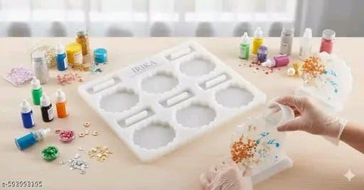 6 Cavity Silicone Resin Photo Frame Mold with Stand