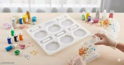 6 Cavity Silicone Resin Photo Frame Mold with Stand