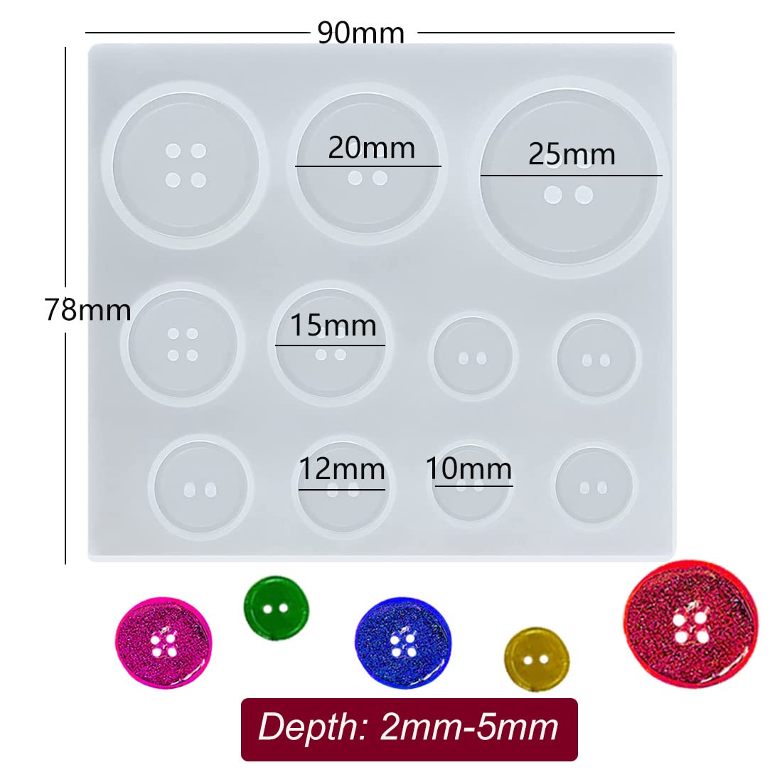 Silicon Various Size Button Moulds