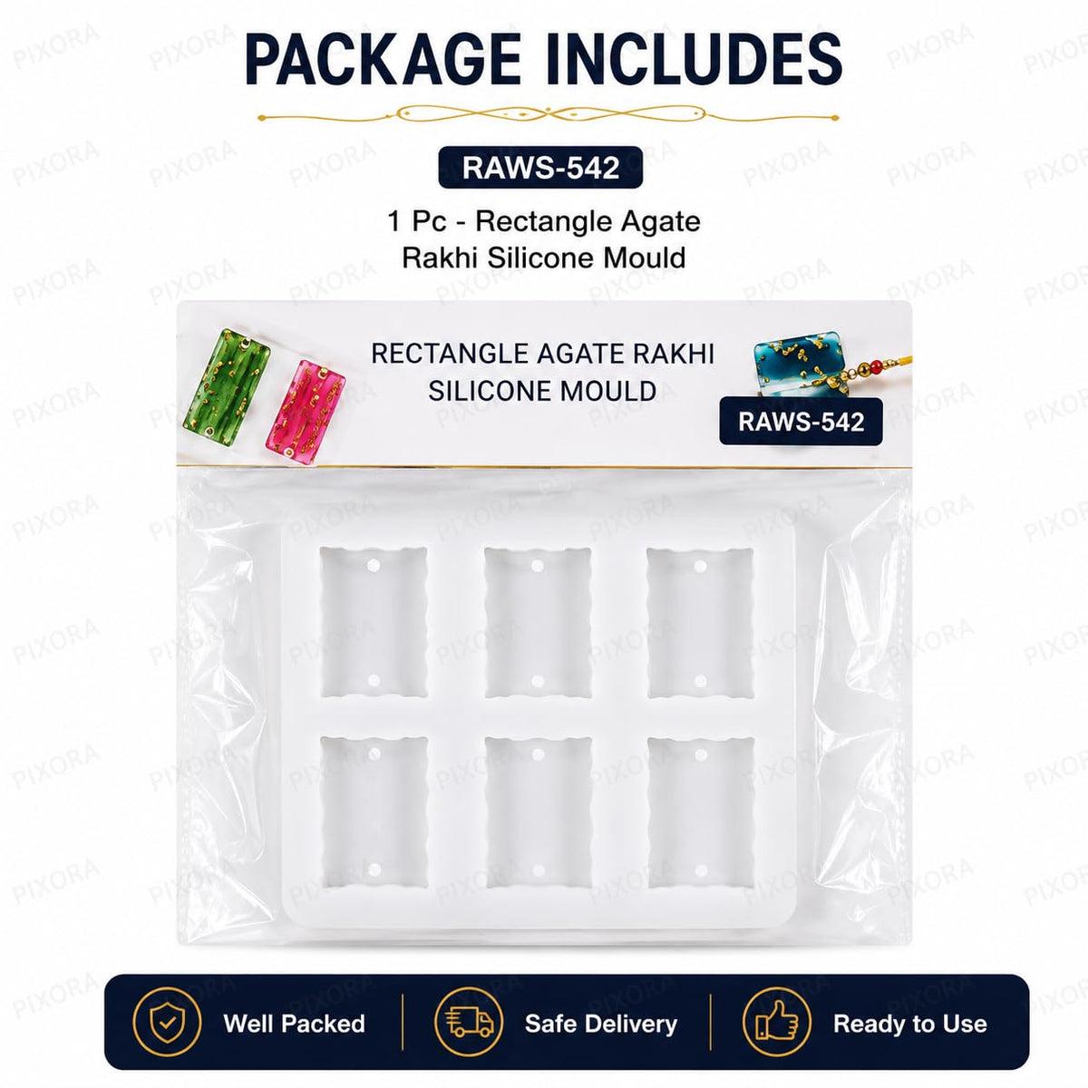 6 CVT Rectangle Agate Rakhi Mould