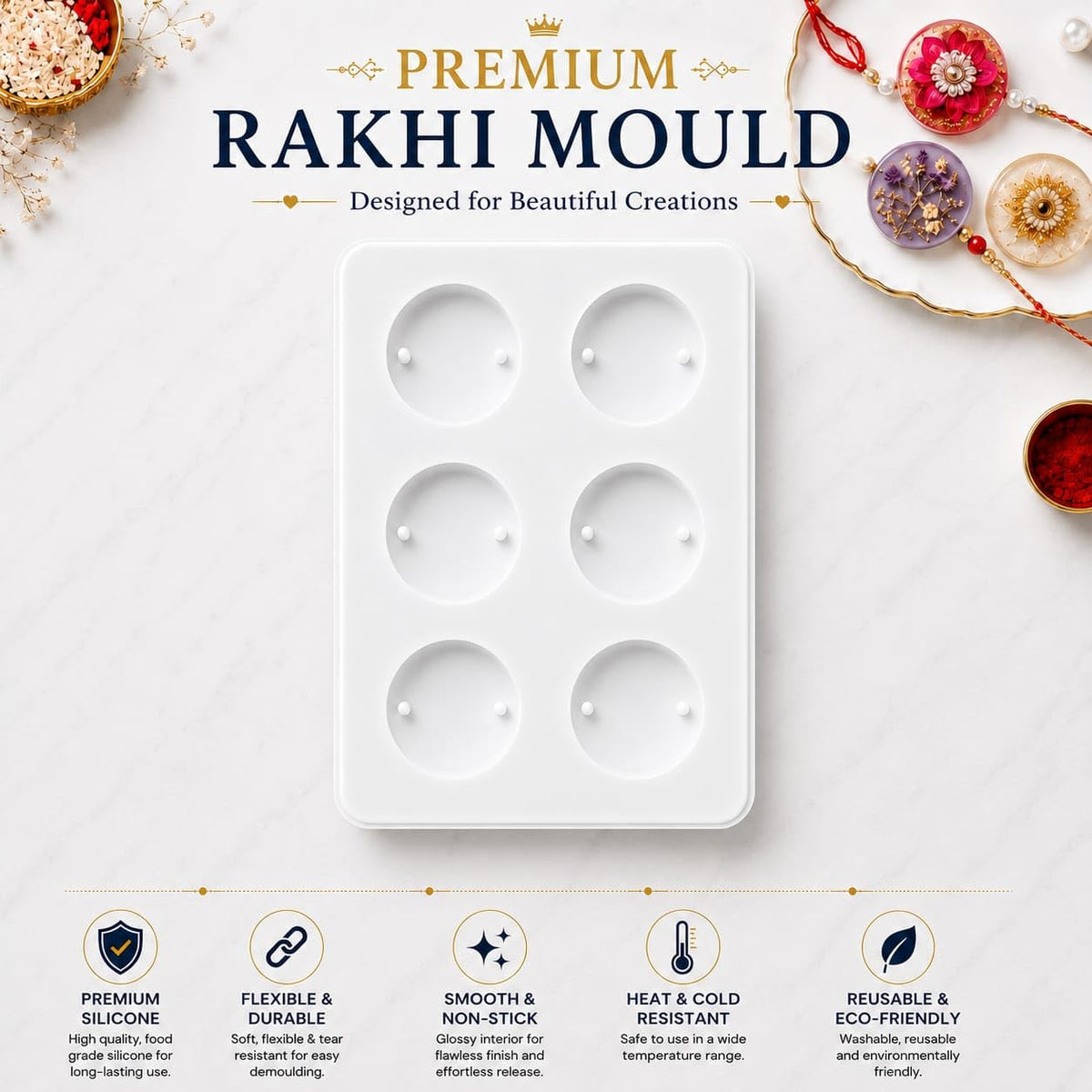 6 CVT Round Rakhi Mould