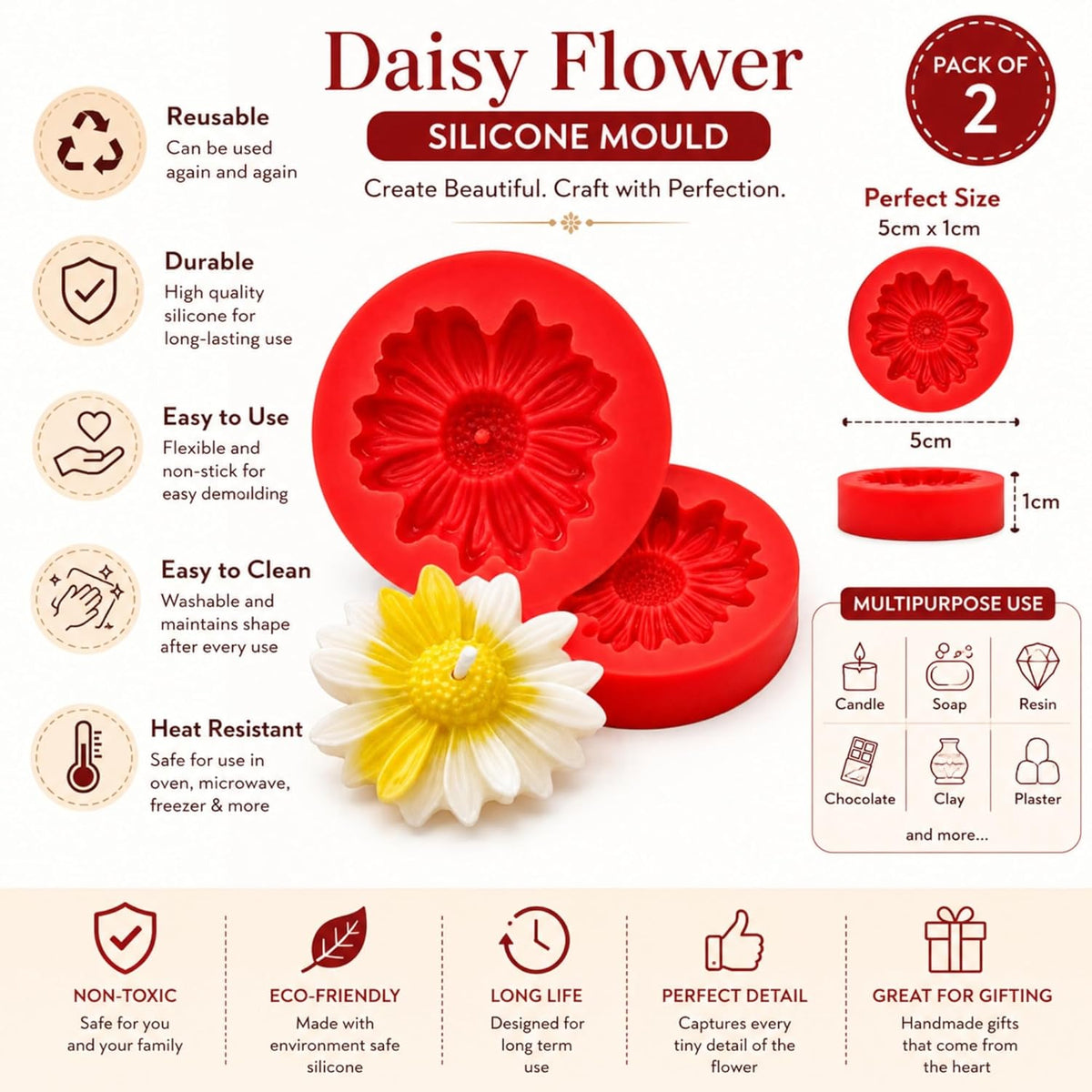 Daisy Flower Candle Mold