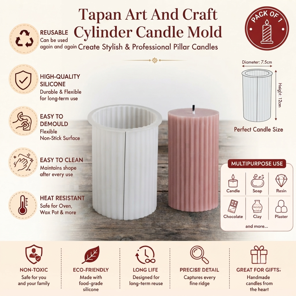Cylinder Candle Mold, 3D Stripe Texture Candle Molds