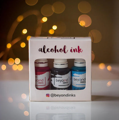 Alcohol Ink Pack #4 (Keto Version) - Sky, Strawberry & Jet Black
