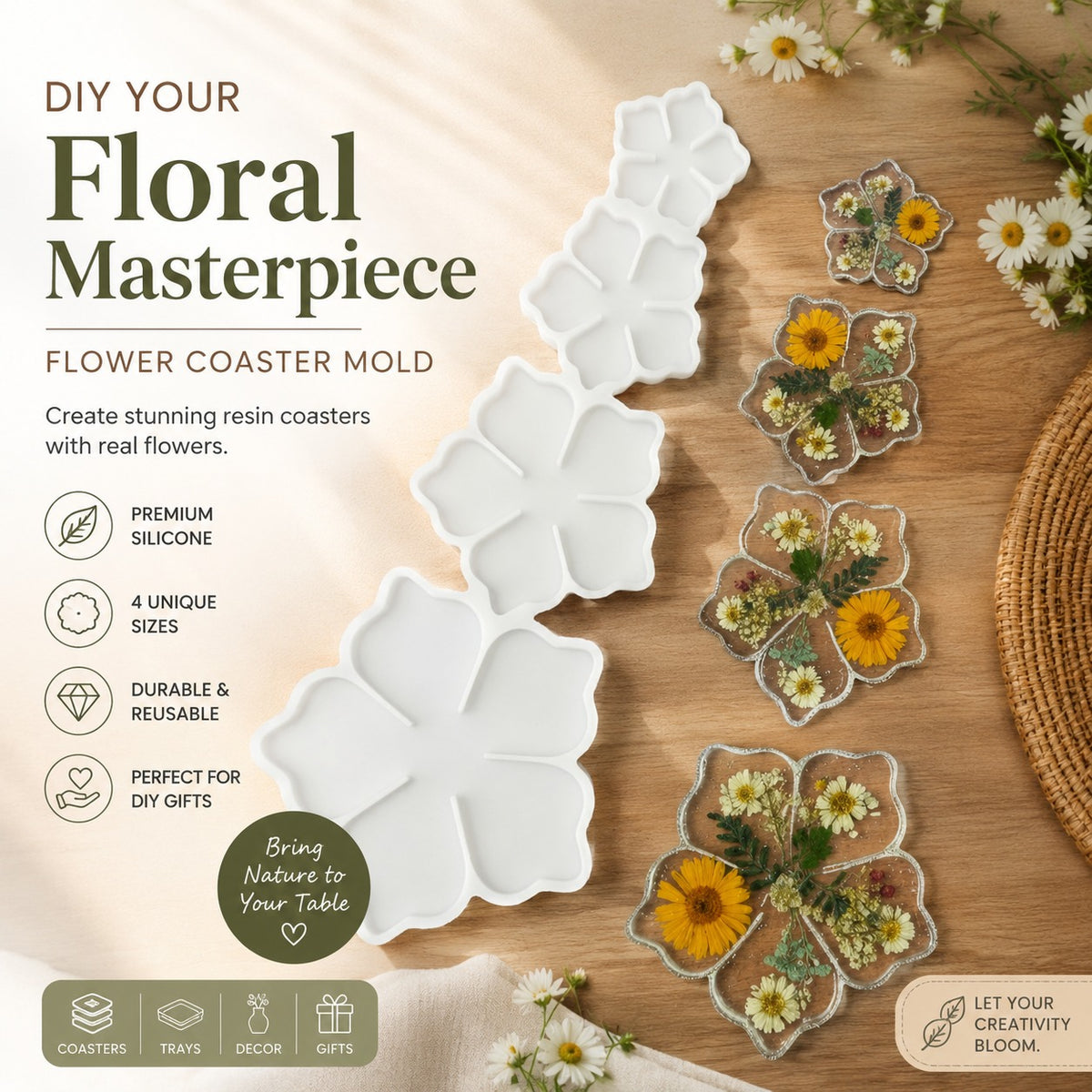 4 in 1 Flower Resin Art Mold
