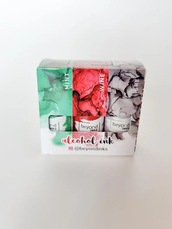 Alcohol Ink Pack #9 (Keto Version) - Mint, Wine & Grey