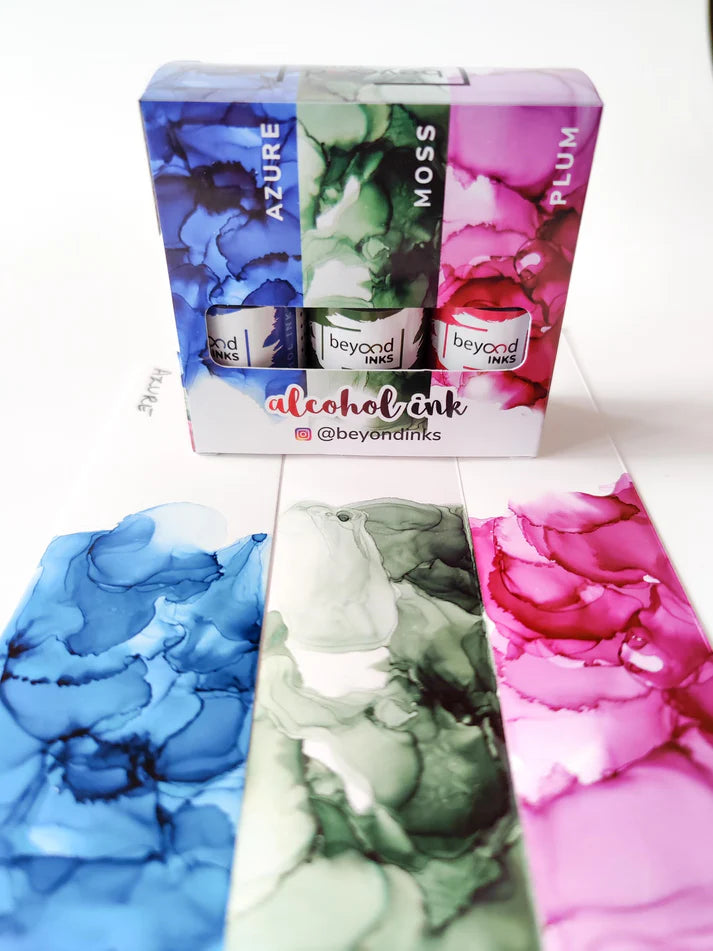Alcohol Ink Pack #8 (Keto Version) - Moss, Azure & Plum