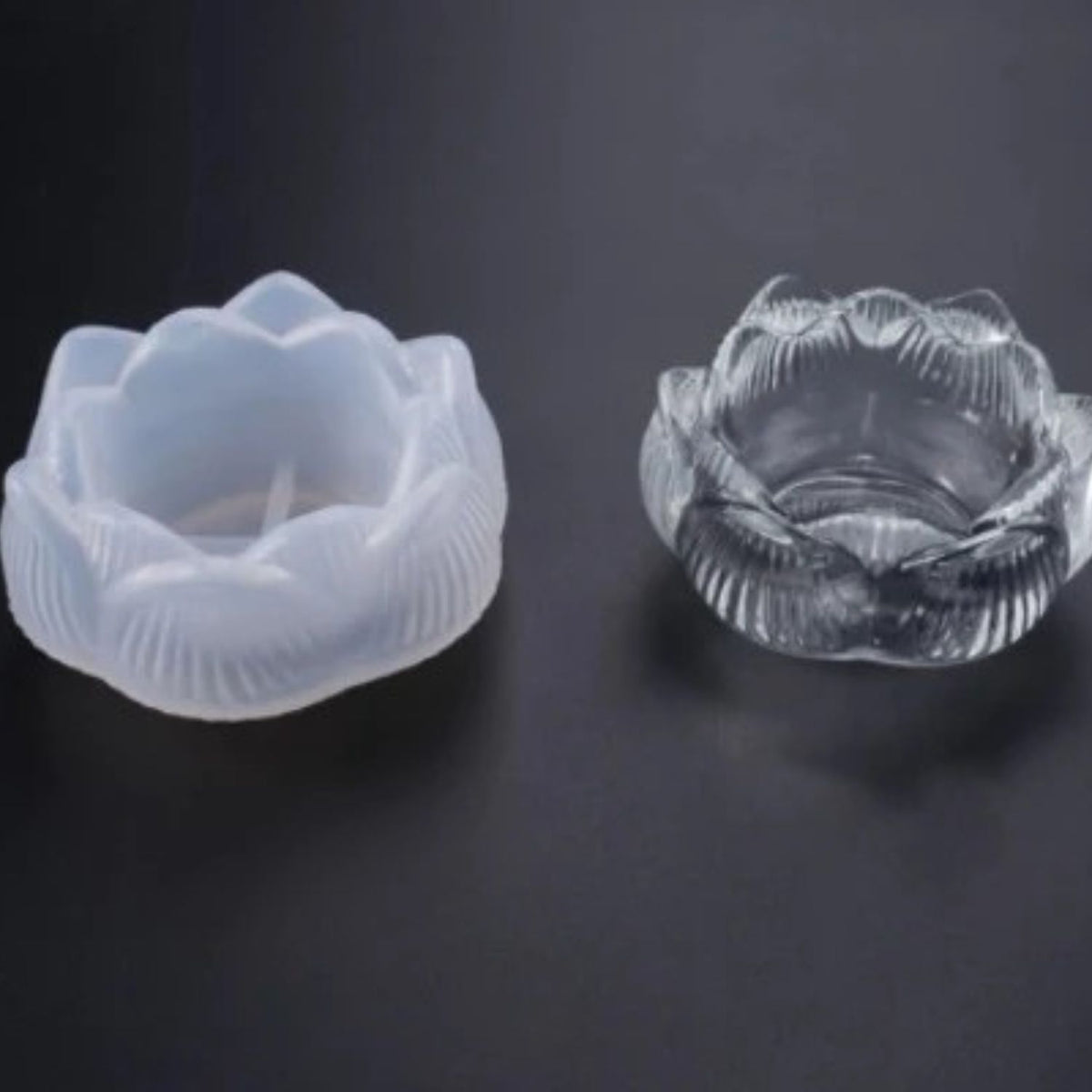 3D Flower Lotus Tea Light Shape Candle Holder Resin Mold